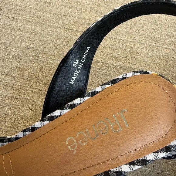 J.Renee Black and White Gingham Heels with Polka Dot Bow - Picture 4 of 5